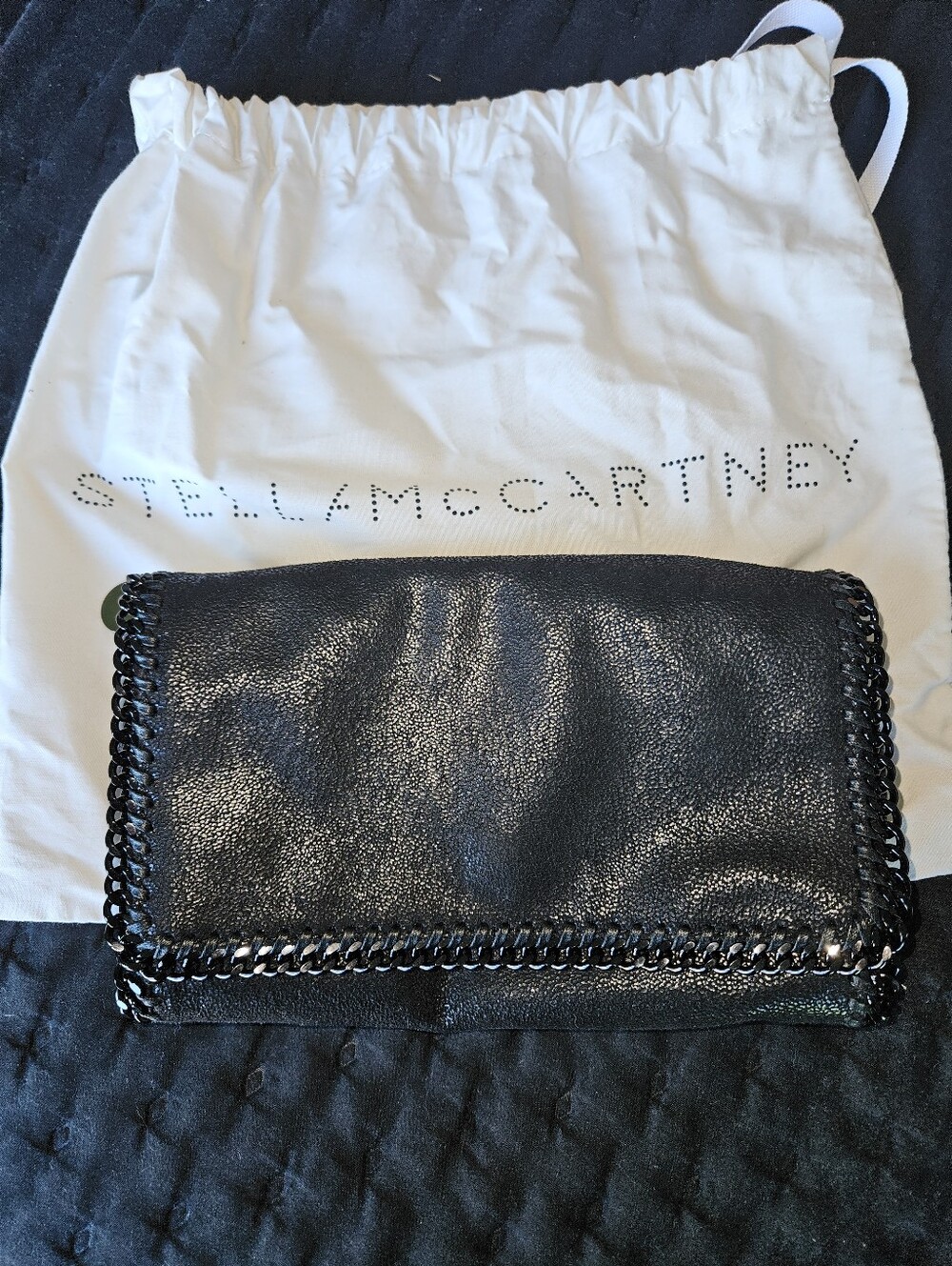 Stella McCartney Black Falabella Shaggy Deer Chain Clutch